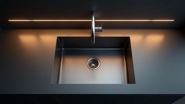 Noir mat en cuisine : le robinet qui structure tout le plan de travail